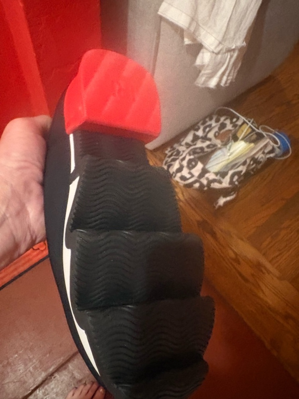 Iri Italy black neoprene sculptural slip on sneakers red heel eu37 - Picture 5 of 6